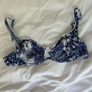 Blue & White Toile Bathing Suit Top